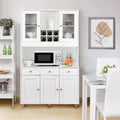 VOWNER Bathroom Kitchen / Buffet, 100L x 38W x 181H cm, Storage Assistant Furniture, 5 Doors and 5 Adjustable Balances, White