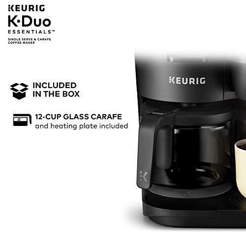 Keurig K-Duo coffee maker, one-bowl and 12 cups with drip coffee maker, Compatible with K-Cup and Molded Coffee Capsules, Black