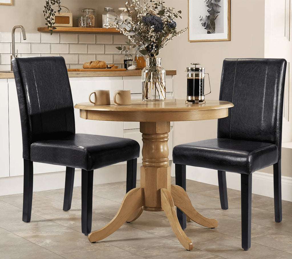 Pacoo Set of 4 Dining Chairs Urban Style PU with Wood Pats, Black