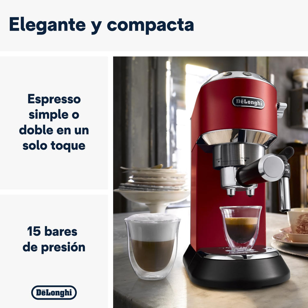 De 'Longhi Dedica - Inoxable Steel Pump Coffee Coffee Coffee Coffee, Espresso and Capuchino, 1.3 Litre Deposit, Antidote System, EC685.M Model, Metal Color
