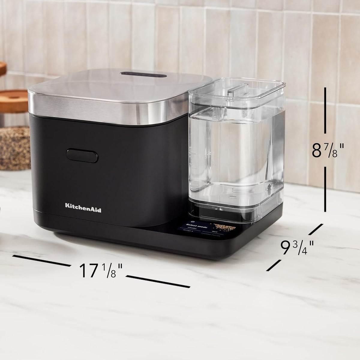 8-cup Grain and Rice Cook KitchenAid with Integrated Balance and Programmed Cooking, KGC3155BM