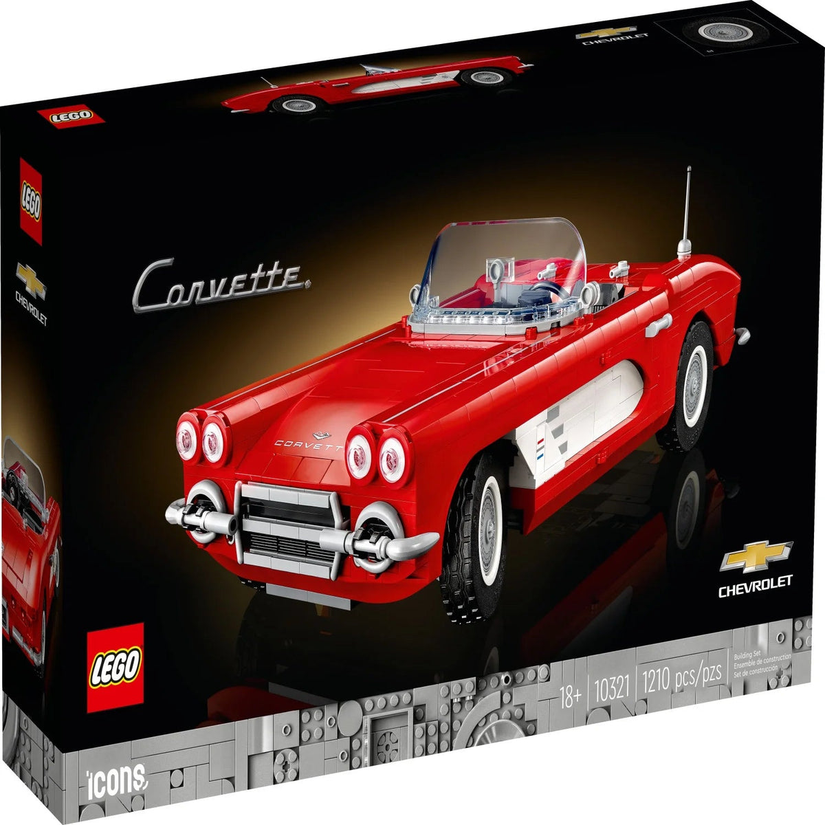 LEGO Icons Corvette 10321 - Classic Car Building Set for Adults, Gift Idea for Classical Autos Lovers, Build and Exhibe this Replica of an American Auto Icon
