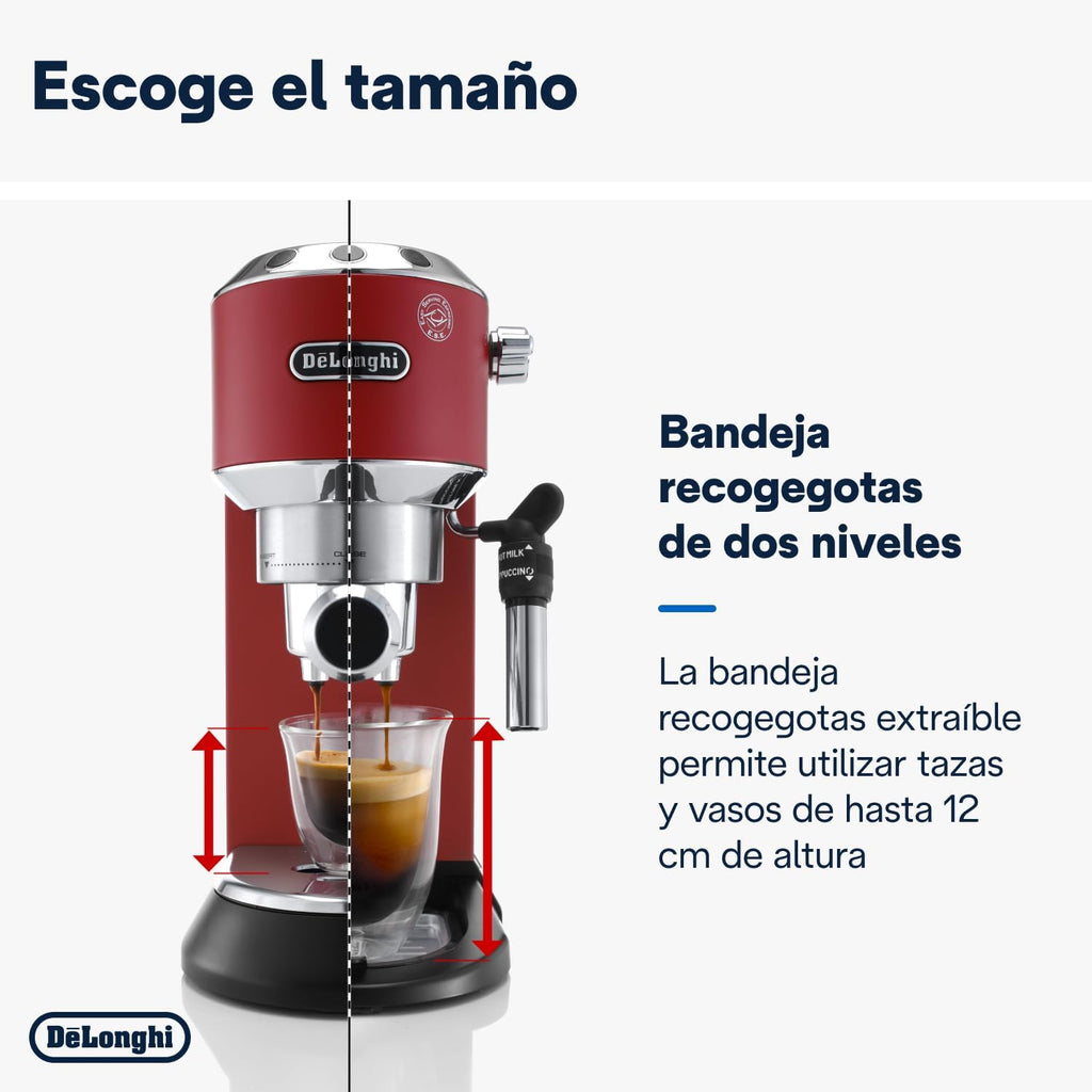 De 'Longhi Dedica - Inoxable Steel Pump Coffee Coffee Coffee Coffee, Espresso and Capuchino, 1.3 Litre Deposit, Antidote System, EC685.M Model, Metal Color