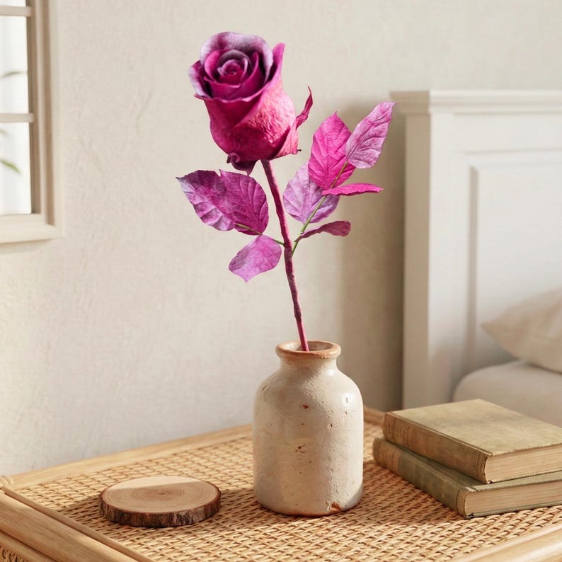 Crepe paper flowers, roses, bouquet, home decoration