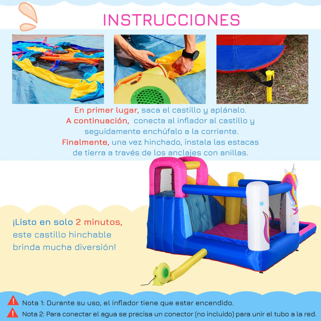 Children's Hincting Castle With Tobogan and Uutunny Multicolor Pool