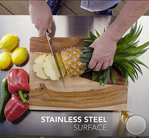 Keter Unity Portable for Outdoor and Storage Cabinet with Grid Accessories - Stainless Steel Surface for Kitchen Island or Bar Carro in Patio, Dark Grey