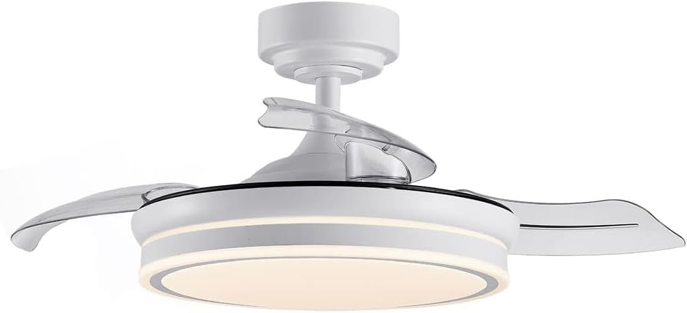 wonderlamp - LED Pearl Mini LED Light Fan, Retractable Asps, Very Silent DC Motor, 3 Adjustable Color Temperatures, 46W, White