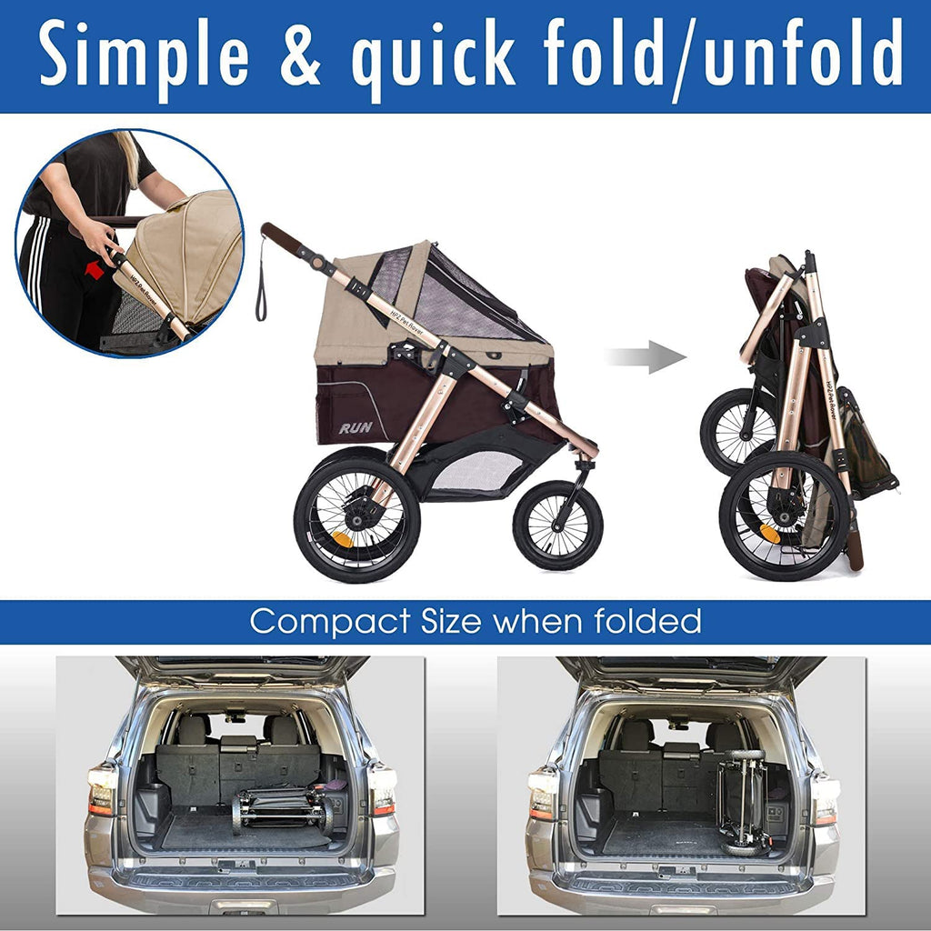 Sportive Car to Run with Confort Rubber Wheels / Quick Pledge with One Hand / Aluminium Structure for Dogs, Cats and Small or Medium Pets (Green Camouflage)