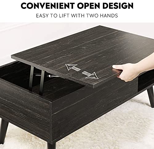 WLIVE Centre table with high cover, Hidden compartment and Adjustable storage shelf