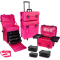 Azabache Black Vinyl Cosmetic Case with Wheels - Make-up Travel Bag