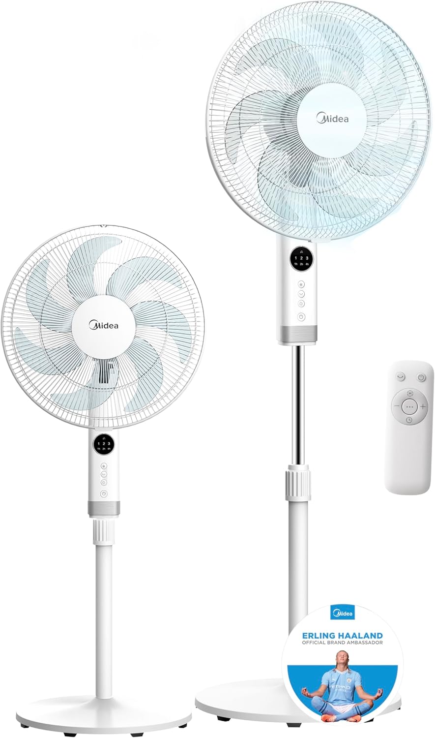 MIDEA Foot Fan 12 Velocities with Remote Control - Silent Fan with Oscillation of 120º + 135º - Fan with Timer, Filter and Double Aspa - Air Flow up to 24 meters