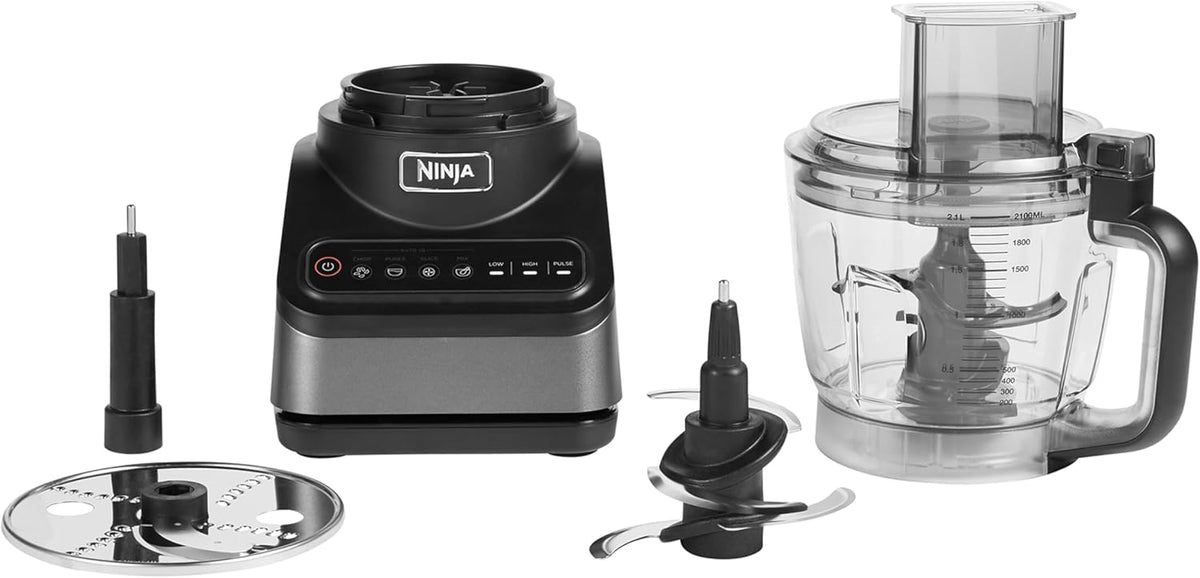 Ninja BN750EU Filter 2-en-1 - 1200 W, 3 Automatic Programs, 4 Manual Settings, Auto-iQ Technology, 2.1 L Jar and 700 ml Vase, Dishwasher-suitable Parts - Black / Silver