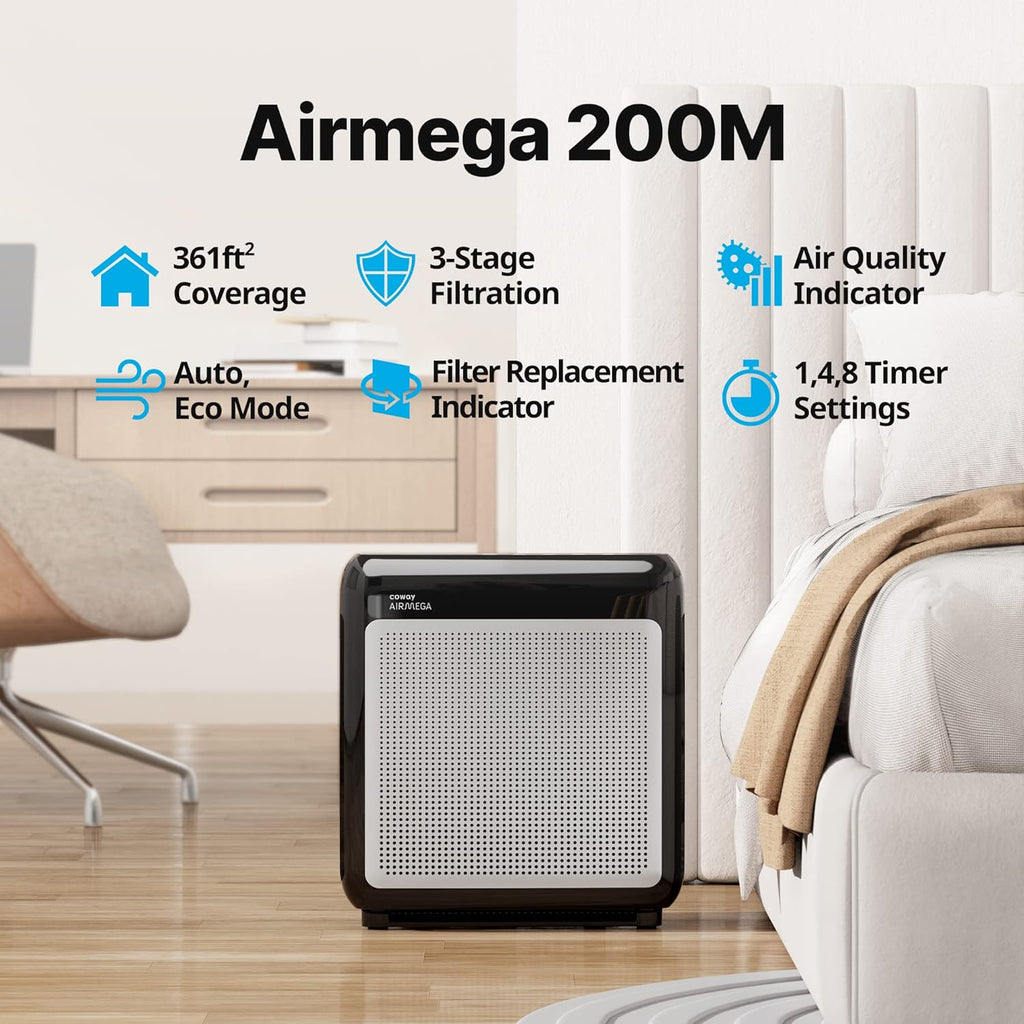 True HAPA Purifier with Air Quality Monitoring, Automatic Mode, Timer, Eco Filter and Mode Indicator, 16.8 x 18.3 x 9.7 inches, White