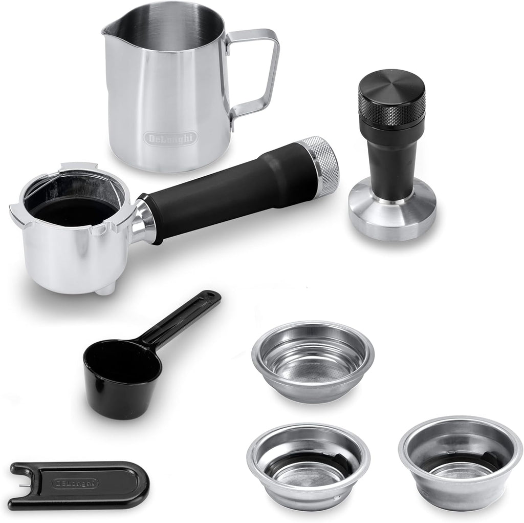 De 'Longhi Dedica - Inoxable Steel Pump Coffee Coffee Coffee Coffee, Espresso and Capuchino, 1.3 Litre Deposit, Antidote System, EC685.M Model, Metal Color