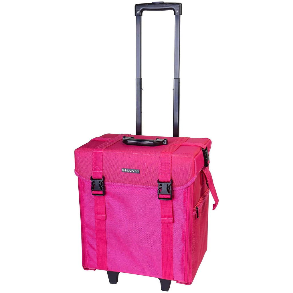 Azabache Black Vinyl Cosmetic Case with Wheels - Make-up Travel Bag