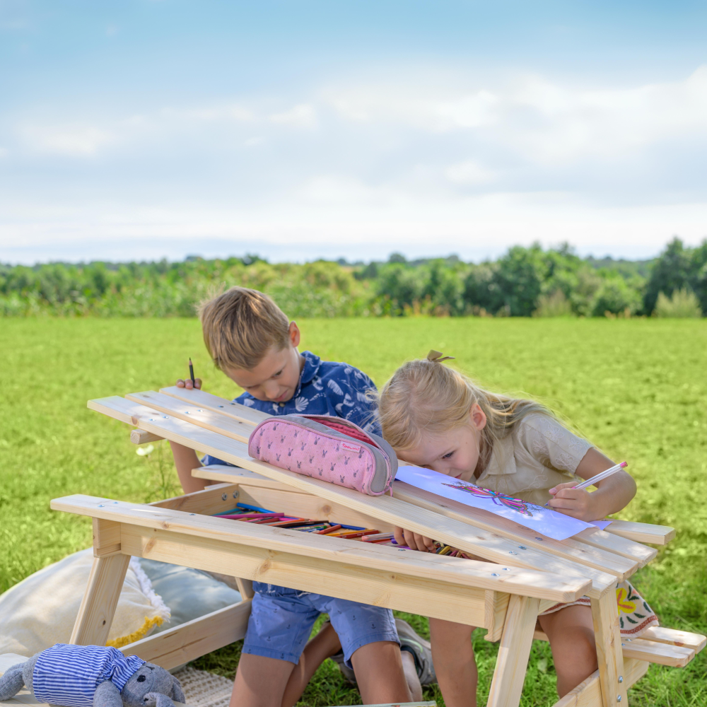 Children's Picnic Table with Incorporated Box to Play - 90x90xa50 Cm Timbela M010-1