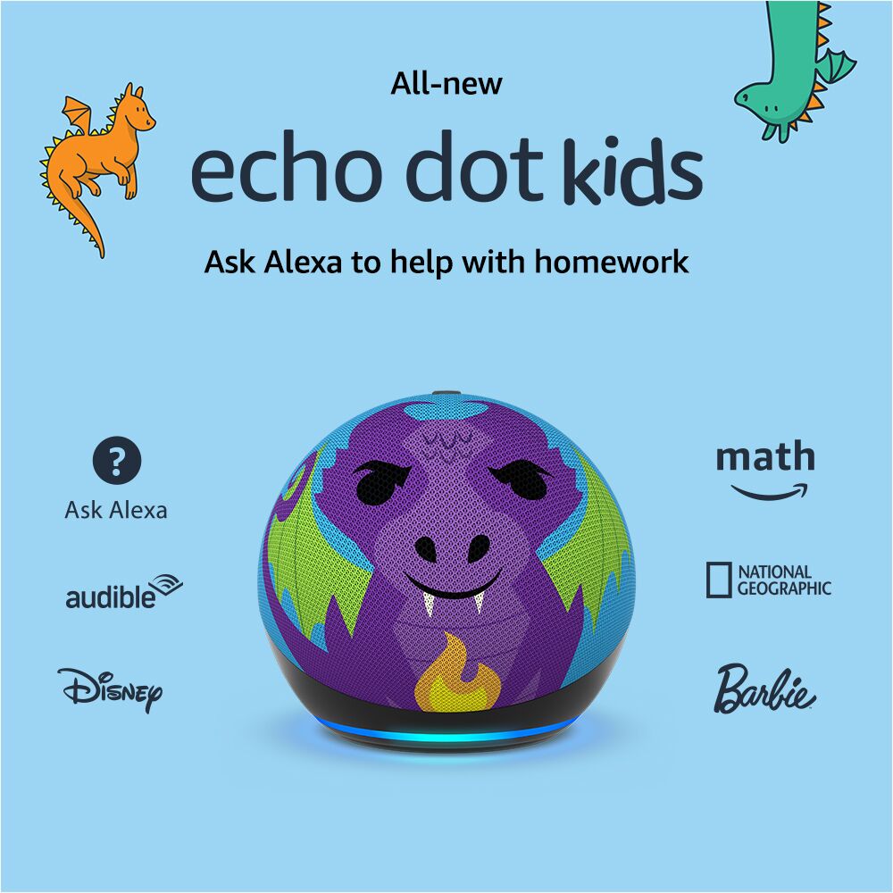 Amazon - Echo Dot Kids (5th Generation, Launch 2022) with Alexa - Fire Dragon