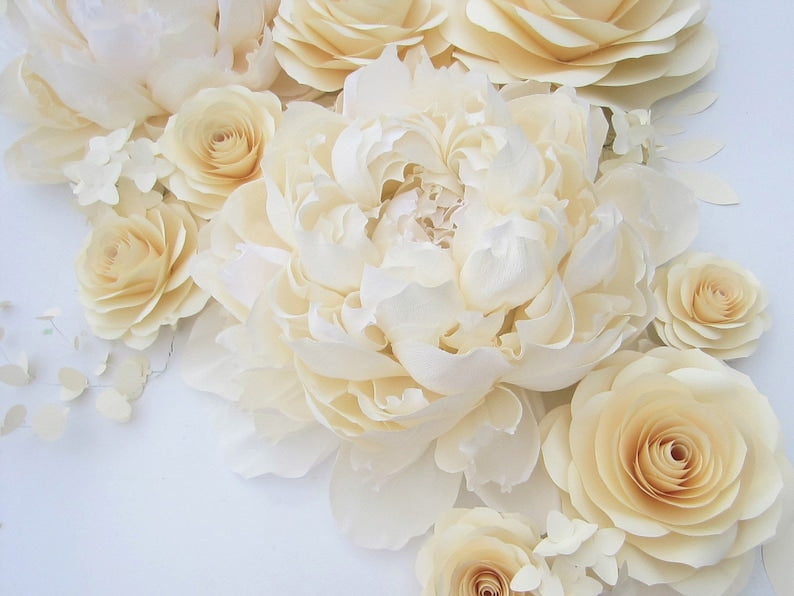Large crepe wall ornaments with peony shape, gift decoration