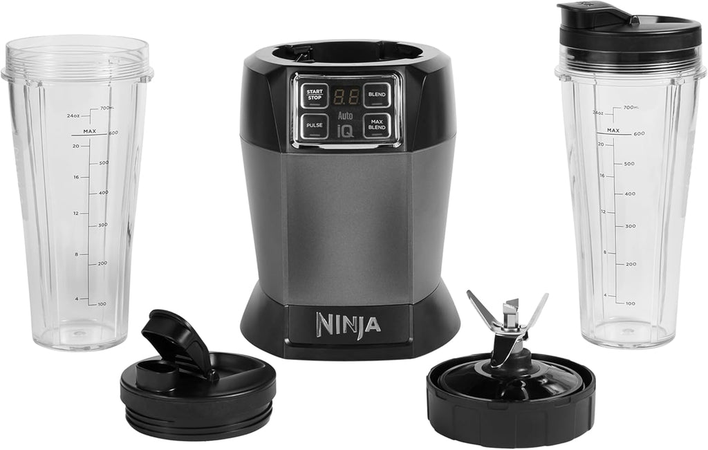 Ninja BN750EU Filter 2-en-1 - 1200 W, 3 Automatic Programs, 4 Manual Settings, Auto-iQ Technology, 2.1 L Jar and 700 ml Vase, Dishwasher-suitable Parts - Black / Silver