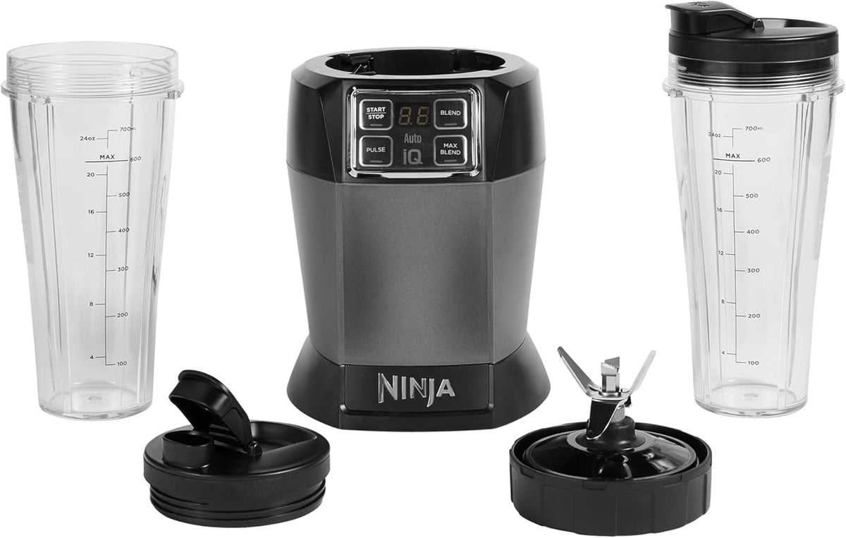 Ninja BN750EU Filter 2-en-1 - 1200 W, 3 Automatic Programs, 4 Manual Settings, Auto-iQ Technology, 2.1 L Jar and 700 ml Vase, Dishwasher-suitable Parts - Black / Silver