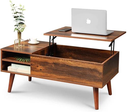 WLIVE Centre table with high cover, Hidden compartment and Adjustable storage shelf