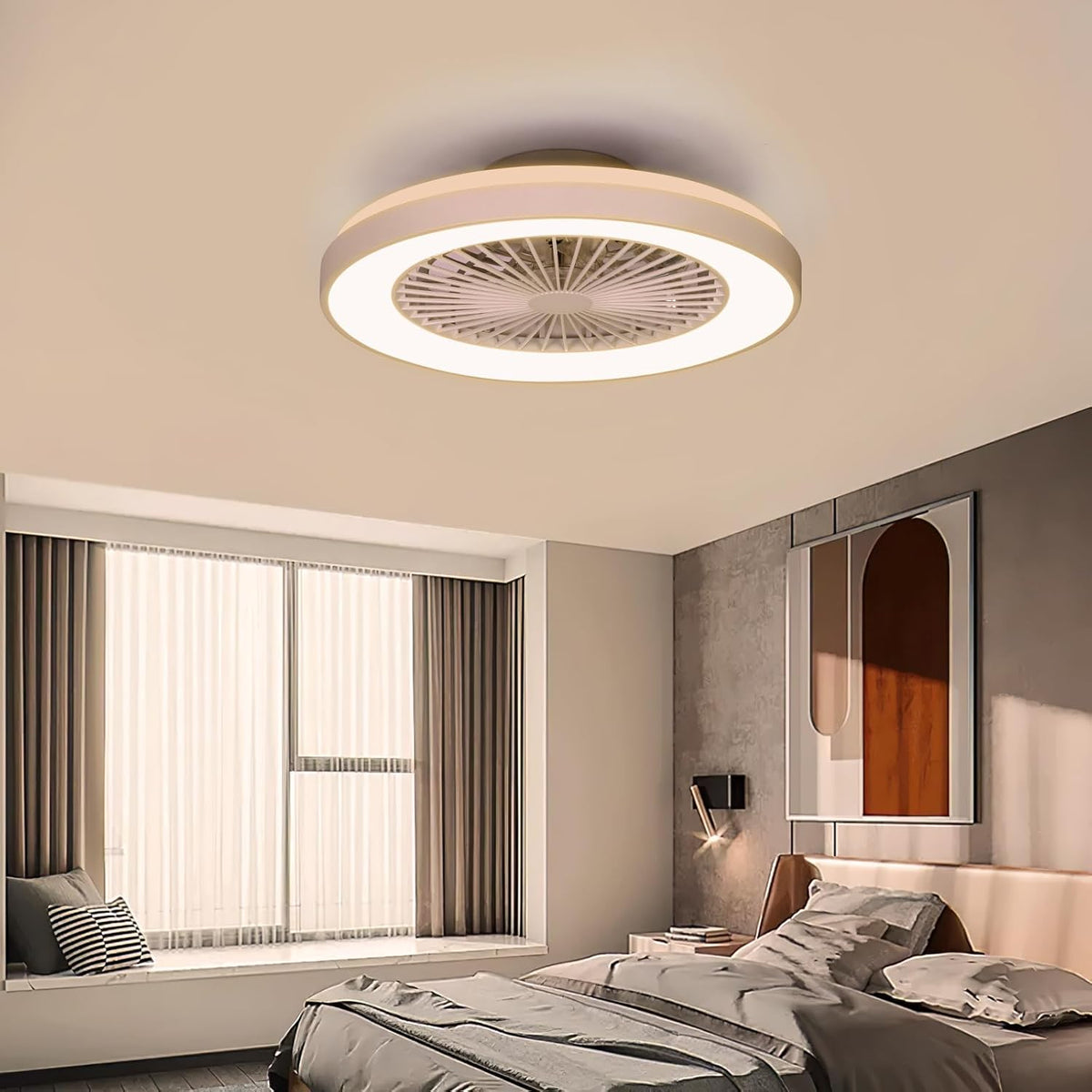 White Toilet Fan Activeallbrite, DC 20W Motor, Wind Speed Adjustable with Remote Control, Suitable for Bedroom and Children's Room