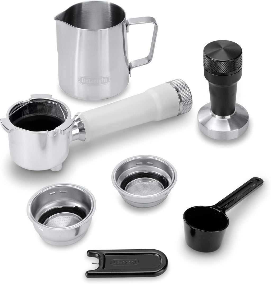 De 'Longhi Dedica - Inoxable Steel Pump Coffee Coffee Coffee Coffee, Espresso and Capuchino, 1.3 Litre Deposit, Antidote System, EC685.M Model, Metal Color