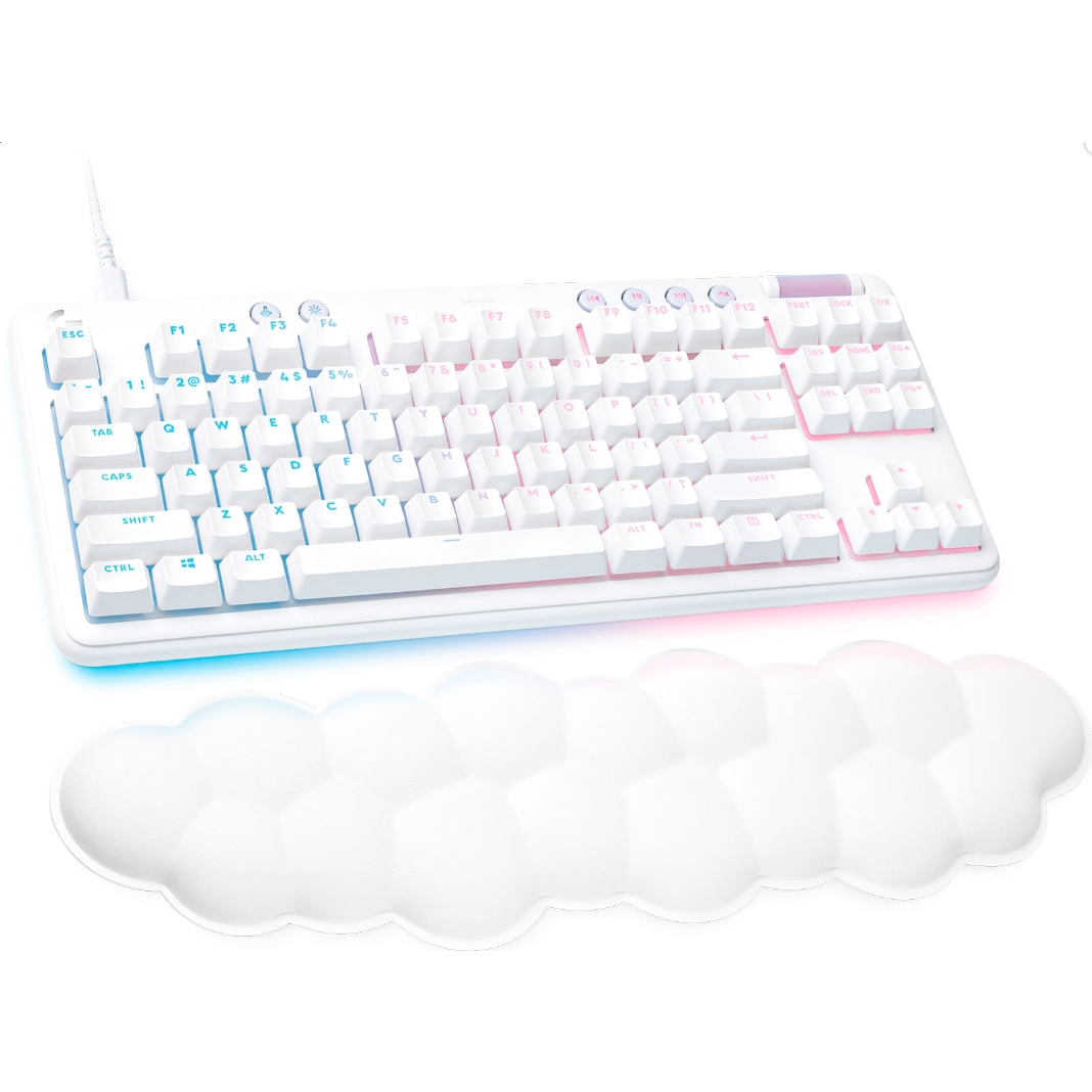 Logitech - Mechanical Gaming Keyboard TKL G713 Aurora Collection with Linear Switches for PC / Mac, with Spare Parts Included - White Fog