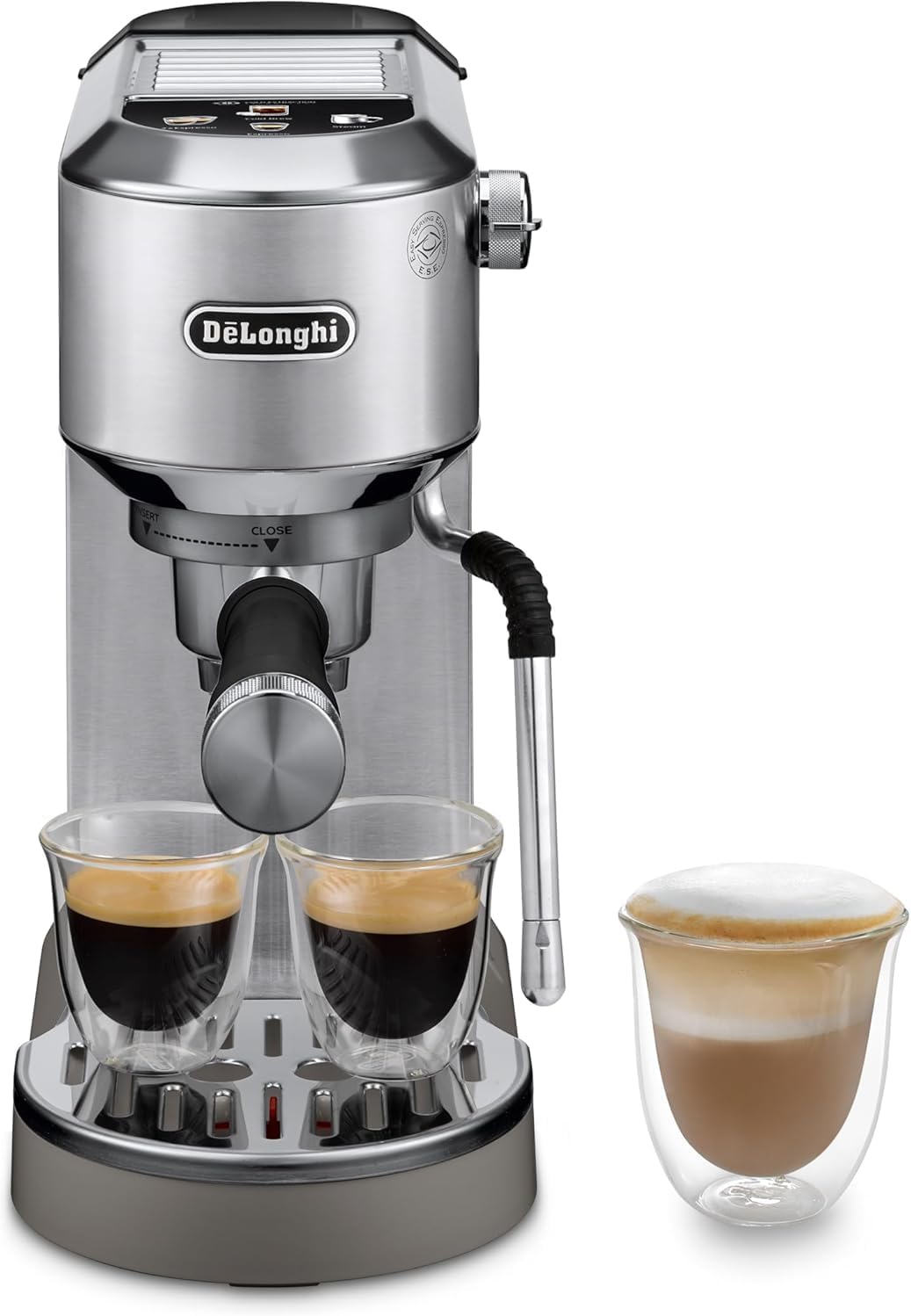 De 'Longhi Dedica - Inoxable Steel Pump Coffee Coffee Coffee Coffee, Espresso and Capuchino, 1.3 Litre Deposit, Antidote System, EC685.M Model, Metal Color